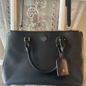 Tory Burch Robinson Black Saffiano Leather Satchel